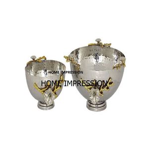 ชามใส่อาหารและเครื่องใช้บนโต๊ะอาหารอุปกรณ์ตกแต่งและชามเสิร์ฟพร้อมดีไซน์ลายใบไม้ชุบทองใหม่ล่าสุดที่ทันสมัย - Product Image 4