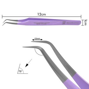 Extensión de pestañas de acero inoxidable, pinzas personalizadas de 10mm y 75 grados, en Color púrpura, Etiqueta Privada - Product Image 5