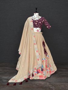 Georgette Lehenga con trabajo de secuencia completa para adultos Ropa de boda para mujeres Compras en línea de Surat India - Product Image 2