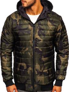 แจ็คเก็ตทรงพองบอมเบอร์สำหรับผู้ชายผ้าแคนวาสแบบมีคอตั้งกันลมเป็นมิตรกับสิ่งแวดล้อมผลิตตามสั่ง - Product Image 3