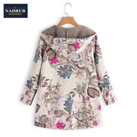 Chaqueta acolchada de Invierno para mujer, chaqueta con estampado Floral cálido, Vintage, de gran tamaño, novedad de 2020