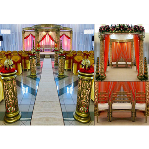 Increíble Circular Royal Mandap para boda india Mejor fibra dorada Tallada Boda Mandap Tradicional Maharani Boda Mandap EE. UU. - Product Image 1