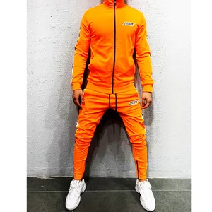Orange Button Up Gymwear Set Streetwear Jogger Set Trainings anzug alle Farben Großhandels preis Outfits