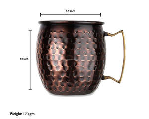Taza de cerveza de mula de Moscú de acero inoxidable de alta calidad con mango de latón martillado diseñado antiguo juego de tazas chapadas en cobre de 2 - Product Image 2