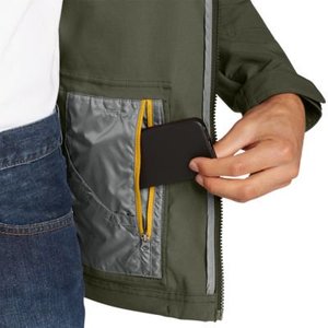 Chaqueta cortavientos con capucha y cremallera completa para hombre de alta calidad, prendas de vestir deportivas grises, microfibra ligera transpirable de talla grande - Product Image 3