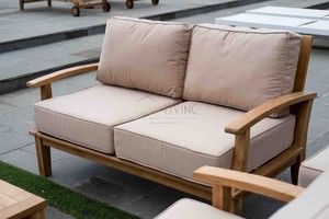Bale Living Contemporary Teak Solid Wood Garden <b>Sofa</b> Set <b>Cushions</b> 6 Seater <b>Outdoor</b> Furniture Weather Resistant Made Indonesia - Product Image 2