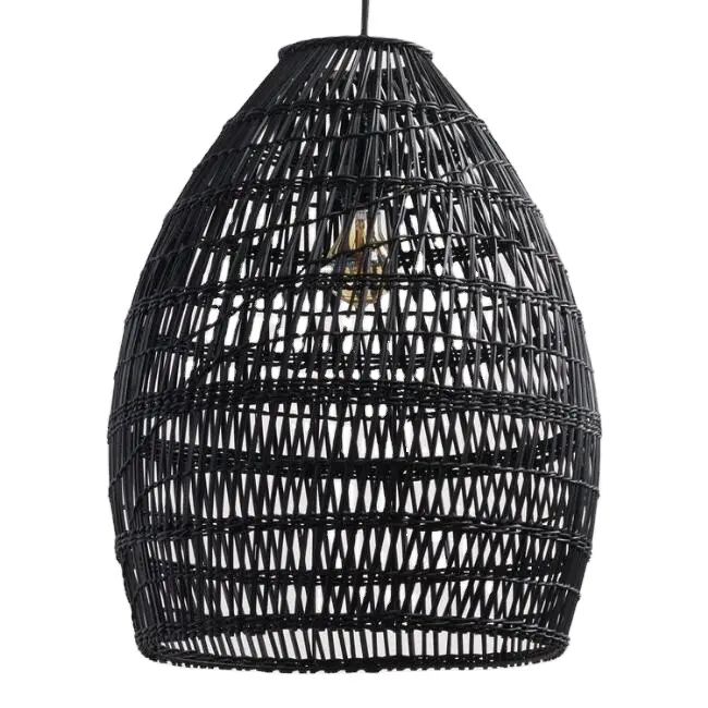 Black rattan lampshade for home decoration lighting accessories lamp covers & shades handmade chandelier pendant light