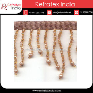 <b>Top</b> Selling Yellow Beaded <b>Fringe</b> BF376 Manufacture From India - Product Image 3