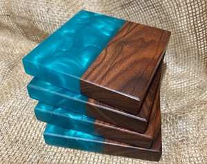 Posavasos de piedra de resina amarilla de madera y epoxi Posavasos creativos para bebidas Posavasos para uso doméstico - Product Image 6