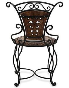 Chaise de salon/chaise de salle à manger en bois et fer forgé chaise boule salle à manger. salon noir et marron antique 1 pièces - Product Image 6