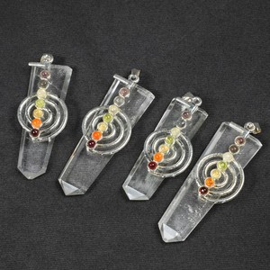 ¡De cristal de cuarzo de Choco Reiki Chakra colgantes de cristal | Cuarzo plano Choco Reiki Chakra colgantes en línea - Product Image 1