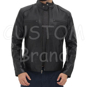 Veste en cuir de vache épaisse de haute qualité City 2025, style automne chaud, col montant, style de rue tendance, gants avant coupe-vent - Product Image 4