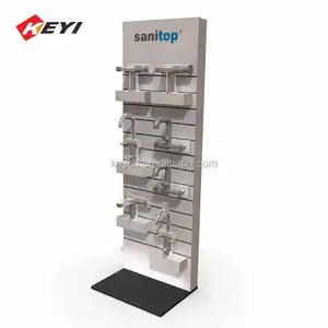 Desain Kustom Putih Kayu Slatwall Display Stand untuk Keran Air/Keran Khusus Rak Display