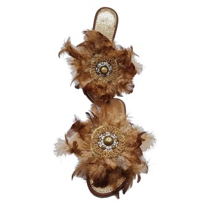European Beaded Women's Genuine Leather <b>Flats</b> Sandals TPR Sole Crystal Brooch Ethnic Boho Platform Style Natural Upper Spring - Product Image 6