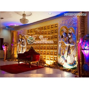 Décoration de scène de mariage classique Radha krashna, ensemble de scènes de réception, pour célébrations traditionnels, livraison gratuite - Product Image 1