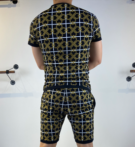 Men vintage short sleeve <b>t</b>-shirt with matching shorts summer <b>track</b> suits shorts - Product Image 3