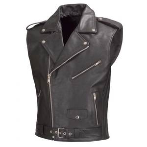 Gilet en cuir de vache pour homme, gilet décontracté de moto, nouveau, - Product Image 4
