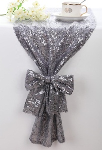 Silver Sequin Table Runner Luxury Party Decor Machine Made Polyester Washable Dot Pattern - Product Image 2