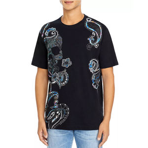 Camiseta negra bordada informal para niños y hombres, diseño personalizado, cuello redondo, estilo libre, a petición del cliente - Product Image 1