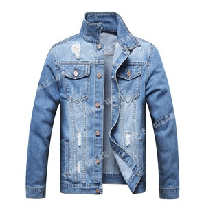 OEM-chaqueta vaquera rasgada con bolsillo para hombre, Logo personalizado, informal - Product Image 1