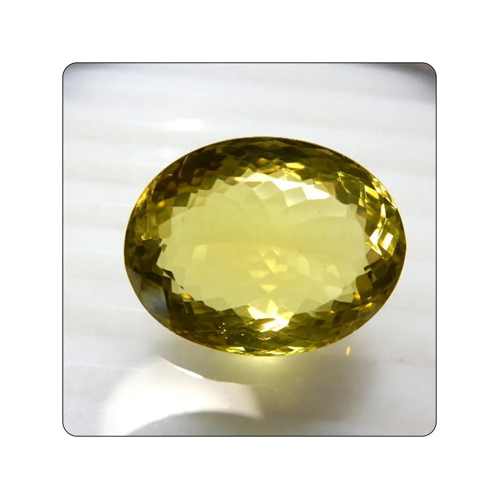High Quality Oval Shape Gemstone Cut Stone Natural Lemon Quartz Cut Stone Green Gold 20x25x14MM 43Ct