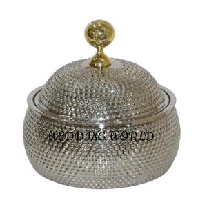 Marmite en bois et métal Design personnalisé Réchauffeur d'aliments de luxe Forme ronde Vaisselle Casserole en métal en gros - Product Image 4