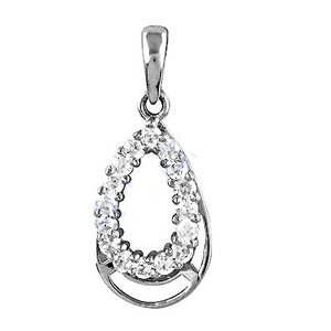 Precioso colgante de plata de ley 925 sólida con diseño famoso de piedras preciosas de Zirconia cúbica y Diamante ovalado estrecho regalo de joyería para ella - Product Image 2