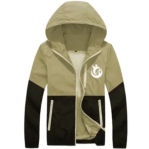 Mens sports wear rain jacket new design custom zip up quick dry waterproof polyester windbreaker thin jacket for men
