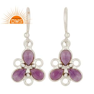 Nouvelles boucles d'oreilles pendantes en améthyste, argent sterling 925 massif, serties à la main, tendance, unisexe, pour femmes - Product Image 1