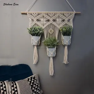 Macrame植物衣架手工棉绳3壶架篮墙艺术装饰家居装饰奢华来自印度