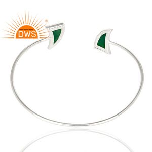 Baja — bracelet à deux cornes en pierre précieuse CZ et vert, bijou de styliste indien, argent, vente en gros, 925 - Product Image 3