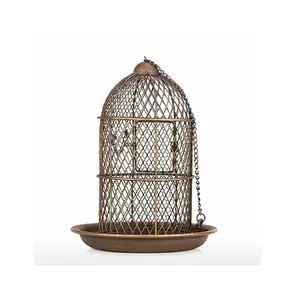 Gabbia per uccelli pappagallo in ferro battuto per esterni e interni gabbia per uccelli color oro di forma rotonda per uso domestico e in giardino