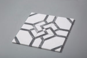 Thế Kỷ <span class=keywords><strong>Mosaic</strong></span> Trắng Thassos Và Đá Cẩm Thạch Màu Xám Tắm Interlock Hoa Văn Gạch - Product Image 2