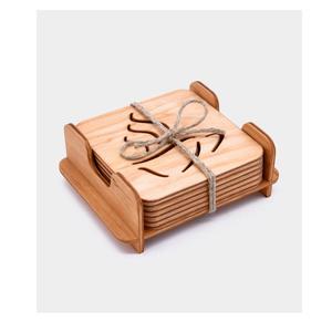 Acacia Wood Coaster Handmade Wooden <b>Drink</b> Tea Coaster With <b>Stand</b> and Customized Polished - Product Image 3