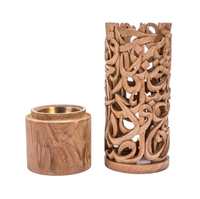 Quemador de Incienso y Bakhoor Aromático Portátil, Diseño Rectangular y Triangular de Torre Árabe, Madera de Teca Ecológica