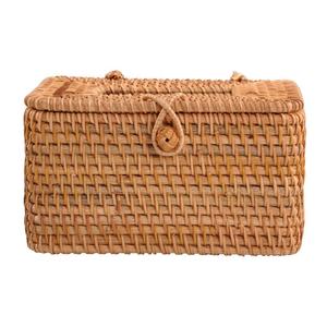 Caja Rectangular de mimbre para servilletas, cubierta de tejido decorativo - Product Image 4