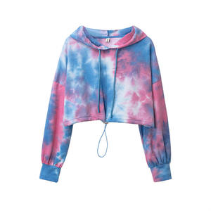 Sudadera con capucha de cuello redondo de algodón verde personalizada Sudadera lisa de punto estampada para mujer con logotipo frontal-Venta al por mayor - Product Image 2