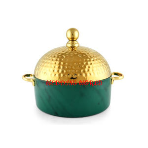 Casserole à double paroi en acier inoxydable Poli à la main en forme de rond Ustensiles de cuisine Chauffe-plats en métal - Product Image 6