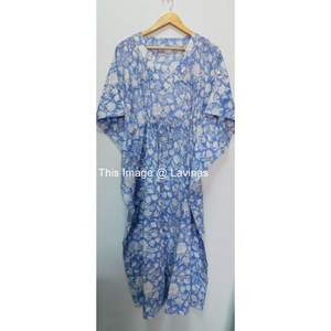 Robe Kaftan Bohème Hippie pour Femme, 100% Coton Fait Main, Design de Créateur, Tenue d'Été Décontractée pour la Plage, Longueur Ras du Sol, Respirante et Naturelle - Product Image 2