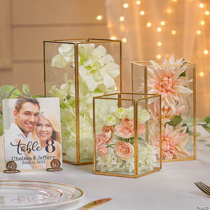 Ensemble de bougeoirs en verre avec cadre en laiton pour la décoration de table de mariage, centre de table, décoration de mariage de luxe - Product Image 2