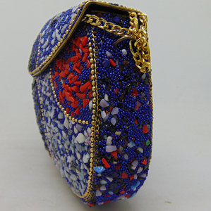 Pochette en métal mosaïque bleue et multigraviers de Lowellcraft.com, modèle BRC06507, forme à rabat - Product Image 2