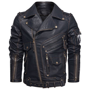 Waterproof Canvas Cow Leather <b>Jacket</b> for Men Custom Color <b>Slim</b> <b>Fit</b> Stand Collar Leather <b>Jackets</b> - Product Image 1