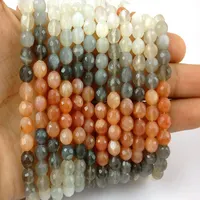 Multi Moonstone Gemstone Faceted Round Beads