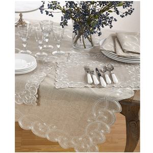 Custom Embroidery Border <b>Tablecloth</b> Luxury Table Cloth High Quality Natural Linen Decorate for Home/Hotel/Restaurant - Product Image 1
