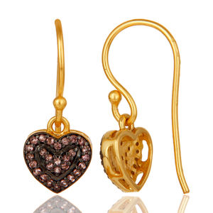 Hecho a mano Natural Rosa turmalina piedra preciosa 18K chapado en oro plata esterlina 925 corazón diseño colgante pendiente joyería fabricante - Product Image 3