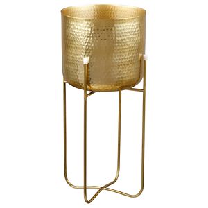 Pot en céramique avec support, pot de couleur or - Product Image 1