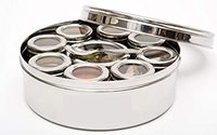 Récipients MASALA avec couvercle intérieur transparent, boîte à épices/boîte/contenant en acier inoxydable