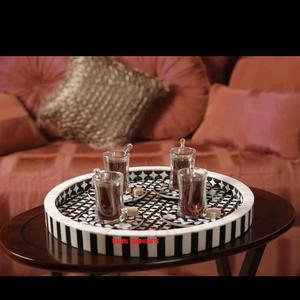 MOTHER OF PEARL WOOD CRAFT ถาดรองแก้ว,จานและจานสำหรับตกแต่งบ้านให้เป็นของขวัญตกแต่งงานแต่งงานถาดรอมฎอน - Product Image 1