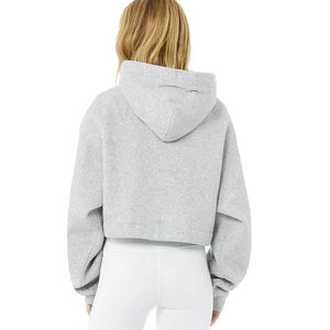 Mujeres XS tamaño de alta calidad de lana con capucha Crop Tops manga larga primavera forrado en relieve con capucha agujero personalizado al por mayor - Product Image 3