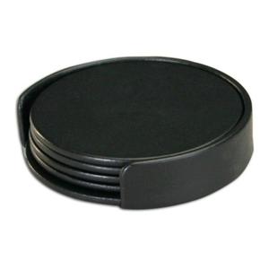 ที่รองแก้วหนัง PU แก้วชากาแฟทรงกลมสีดำสินค้าใหม่ - Product Image 1